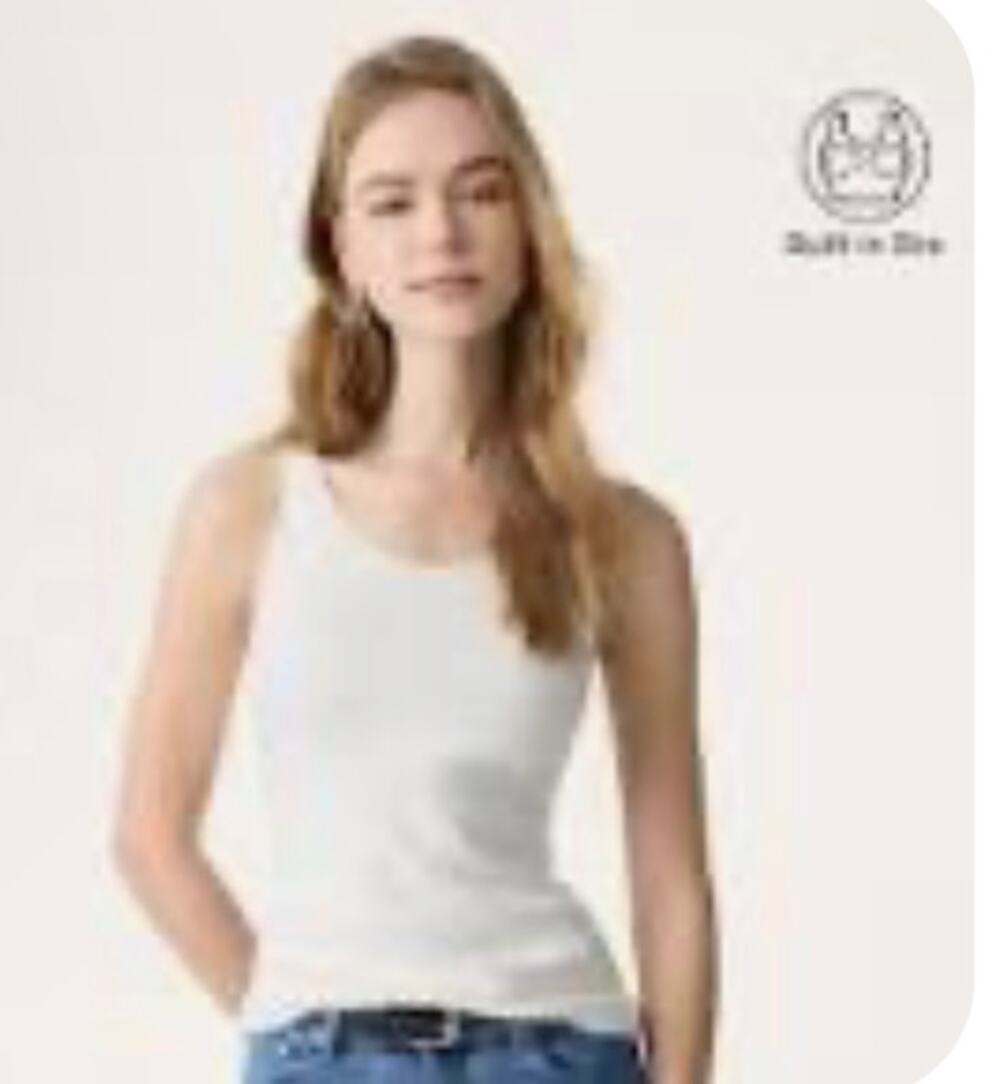 NWT OGL Womens Size M Ivory Cream Built In Bra Tank Top Brami Scoop Neck Basic